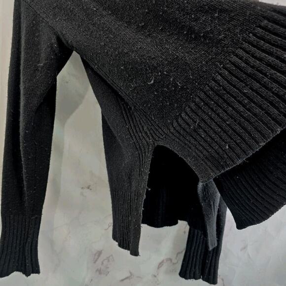 By Anthropologie Sweater Womens XS Black Turtleneck Side Slits Boxy Oversized - Picture 7 of 10